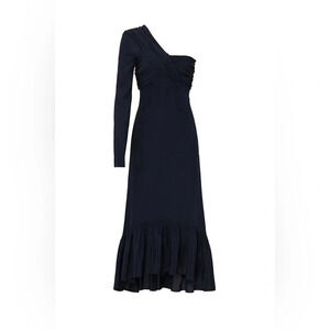 Rokh - Navy Blue One Shoulder Long Sleeve Dress - Size 36